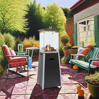 Cheminée extérieure moderne au gaz, foyer en forme de pyramide, design carré, acier Corten, verre, propane, GPL, revêtement en poudre