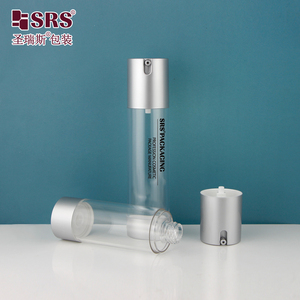 TA021-100ml vide AS en plastique mat argent haut bas moyen clair bouteille transparente correspondant avec pompe sans air pour la comédie - Product Image 5