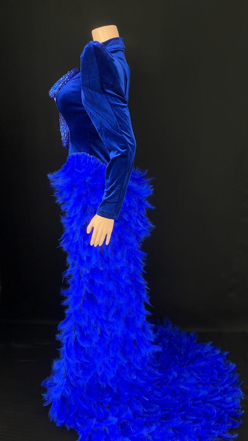 Wholesale Robe de oiree Chic Royal Blue Dresses For Women Evening Gown Dress Elegant,1 Piece