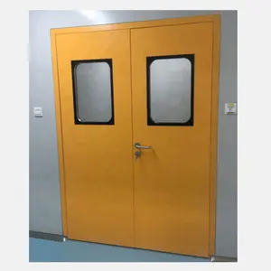 Puertas al ras recubiertas de polvo, con marco para salas de limpieza y hospital