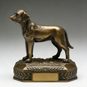 Trofeo de <span class=keywords><strong>Perro</strong></span> de Resina con Aspecto de Bronce - Placa Personalizable con Grabado, Escultura Detallada de Retriever, Base de Laurel, Ideal para <span class=keywords><strong>Premios</strong></span> de Exhibición de Mascotas - Product Image 3