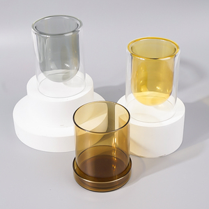 Portavelas de Vidrio Ámbar de Boca Ancha con Logotipo Personalizado, Colorido y de Lujo, para Centros de Mesa, Portavelas de Aromaterapia con Tapa de Vidrio - Product Image 2