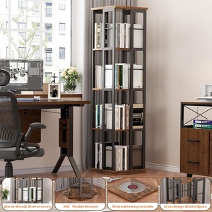 Hiện đại retro sang trọng kim loại kệ sách với xoay tính năng không gian nhỏ mộc mạc nâu góc kệ sách cho phòng ngủ hoặc nghiên cứu - Product Image 6