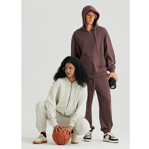 Sudadera con capucha de algodón 100% de color liso para hombre, 330 g/m², con cremallera, hombros caídos, estilo oversize, tela personalizada - Product Image 4