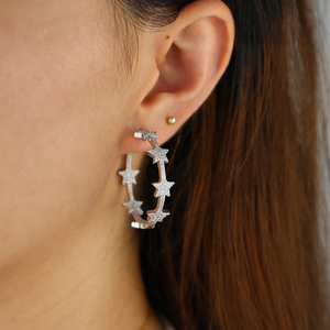 Aros Grandes con Micro Pavé de Circonitas, Joyería de Moda para Mujer de Alta Calidad, Aros de <span class=keywords><strong>Estrella</strong></span> - Product Image 5
