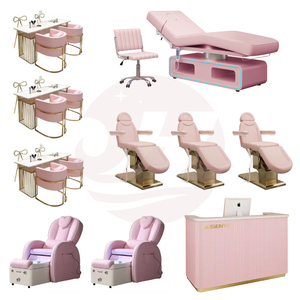Reclinable personalizado salón cama de belleza mesa de masaje facial cosmético Rosa uñas spa salón equipo muebles conjunto - Product Image 2