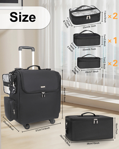 Bolsa <span class=keywords><strong>de</strong></span> Viaje para Estilistas Relavel con 5 Bolsas Pequeñas Transparentes, <span class=keywords><strong>Maleta</strong></span> <span class=keywords><strong>de</strong></span> <span class=keywords><strong>Maquillaje</strong></span> con Ruedas y Gran Capacidad - Product Image 4