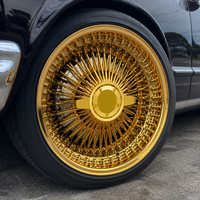 Jantes en fil d'acier forgé 13-15 pouces Or Chrome 4 trous Low Rider Spinner Hub Haute Performance Voiture Classique ODM