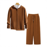 Ensemble pull et cardigan zippé à capuche en cachemire et laine pour homme, modèle 2026, couleur unie, manches longues, épais et chaud pour l'hiver
