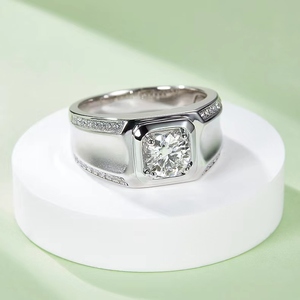 แหวนผู้ชาย S925เครื่องประดับเงินสเตอร์ลิง1กะรัต D VVS Moissanite แหวนทองคำขาวชุบเครื่องประดับแหวนแต่งงานสำหรับผู้ชาย - Product Image 6