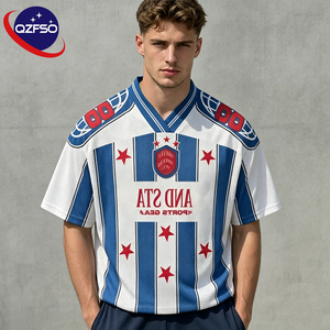 QZFSO Custom Hip Hop Vintage Sublimation Soccer T Shirt American Football Uniform <b>Top</b> Rhinestone Mesh Fabric Rugby Sport Jersey - Product Image 1