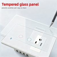 Prise murale intelligente Wi-Fi Tuya standard US avec écran tactile en verre, fabricant de prises intelligentes avec suivi de consommation d'énergie et compatible Alexa pour la maison connectée