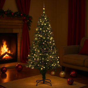 ต้นคริสต์มาสประดิษฐ์พร้อมไฟประดับ รุ่น D0100HEC2MG สูง 94.5 นิ้ว พร้อมชุดลูกบอลและโคนต้นสน ไฟ LED หลากสี เหมาะสำหรับตั้งในร่ม - Product Image 2