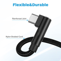 Kabel USB2.0 AM Tipe C Male Sudut Kanan 90 Derajat 1m 2m 3m untuk Pengisian Cepat dan Transfer Data Konsol Game