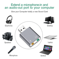 Adaptador de Sonido Estéreo Externo USB con Conector de Micrófono y Auriculares de 3.5mm para Windows, Mac, Linux, PC, Laptops, Computadoras de Escritorio y PS4