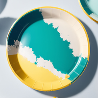 Assiettes en papier biodégradables de qualité alimentaire, résistantes, de 10 pouces d'épaisseur, anti-graisse, personnalisables avec logo couleur pour fêtes