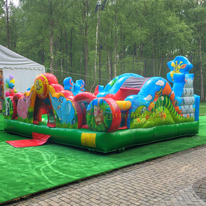Toddler outdoor playzone commercial kids bounce <b>house</b> with slide combo jump castle <b>inflatable</b> zoo playground - Product Image 2