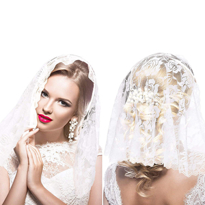 Mantilla de Encaje Floral Bordado para Boda Católica, Velo de Novia Suave con Encaje de Rosas para Iglesia/Capilla, Velos Cristianos para Novias - Product Image 4