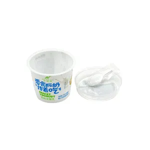 Luckytime copo de yogurte de plástico gelado, potes de yogurte com tampa de plástico