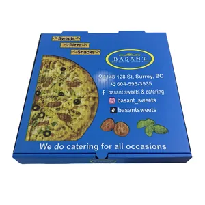 批发定制黑色纸板披萨盒6个18英寸餐盒带紫外线涂层披萨盒包装纸箱供应商