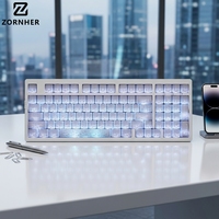 Clavier mécanique sans fil Zornher ZH980 Ice Crack, clavier de jeu RGB avec interrupteurs remplaçables à chaud, clavier triple mode