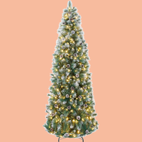 Sapin de Noël en forme de crayon, 150-270 cm (5-9 pieds), gain de place, écologique, haute qualité, avec cônes de pin, pour intérieur, directement de l'usine
