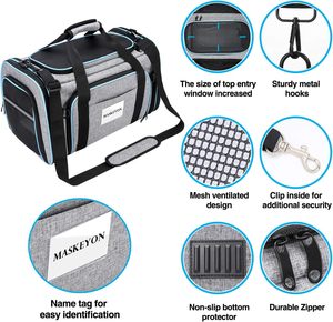 Airline Approved Expandable <b>Cat</b> Dog Carrier Soft-Sided Pet Travel Carrier Bag with Removable Fleece Pad and Pockets - Product Image 4