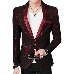 Custom men causal wear blazer contrast collar guy fancy blazer wine red and men's entertainment stage wear