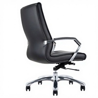 Chaise de bureau ergonomique pivotante à dossier haut - Chaise de conférence et de direction en cuir noir avec accoudoirs en cuir Western Arch