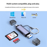 Lector de Tarjetas Multifunción Personalizado al por Mayor, Lector Externo de Alta Velocidad de Doble Ranura SD TF, Lectura Dual de 170 Mb/s para Teléfono, Laptop y PC