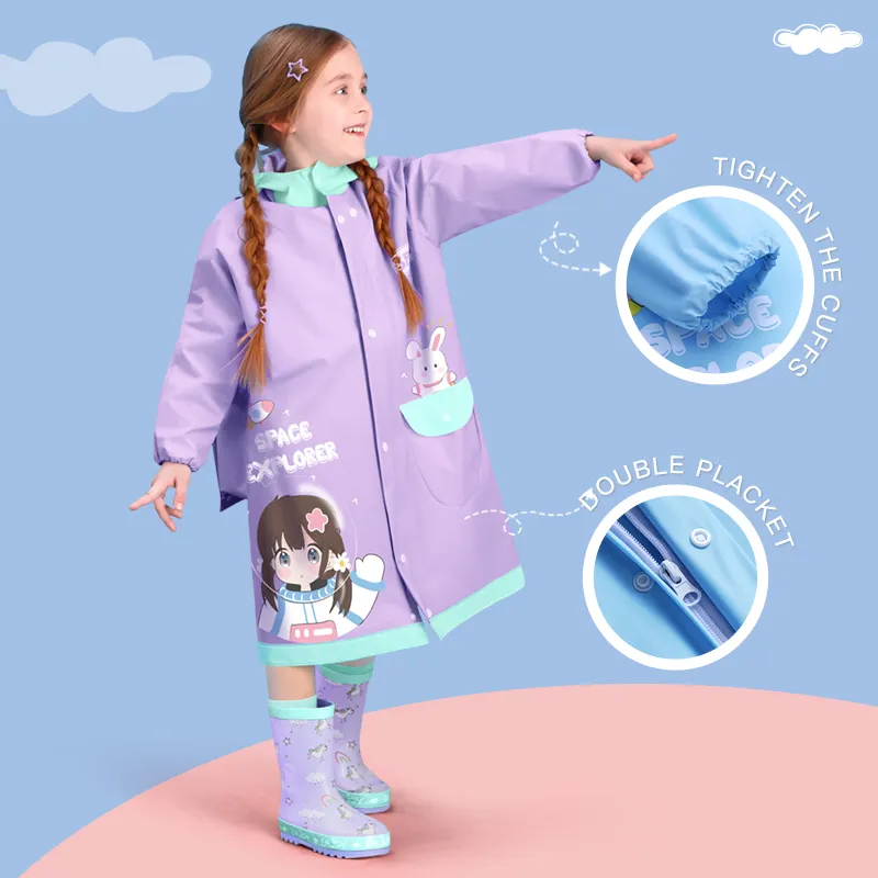חם מכירה עונה על מכירה מעיל גשם איילה עמיד למים לילדים גשומים יצירתיים בהתאמה אישית בנות ארוכות עמיד