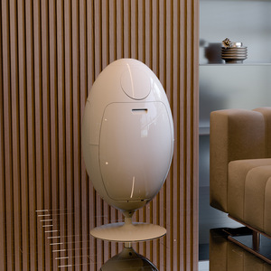 Modern Egg-Shaped Standing Storage Bucket 360 Rotating Designer ABS <strong>Bin</strong> for Living Room <strong>Bedroom</strong> Decor - Product Image 2