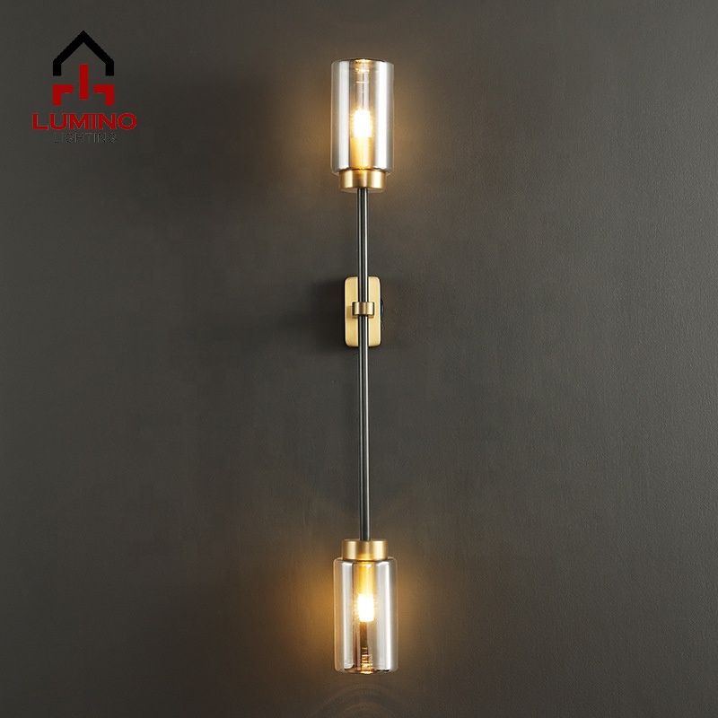 Moderna fanct luce lampada da parete a led G9 in ottone oro di cristallo a parete applique per la villa camera da letto portico