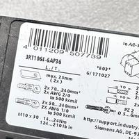 Contactor de CA 3RT1064-6AP36SIRIUSPOWERCO SIRIUS para Control de Motor, 110kW, 225A, 380-480V, Trifásico, Panel de Automatización para Centro de Control de Motor