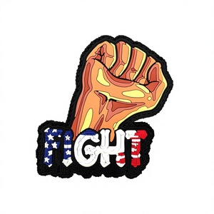 American Flag FIGHT for Victory Fist Morale <b>Pin</b> Badge Embossed PVC Luminous Eco-Friendly Water Resistant 3D for Armband <b>Backpack</b> - Product Image 2