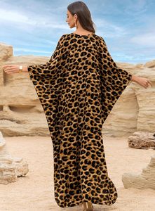 Vestidos <span class=keywords><strong>Kaftan</strong></span> para Mujer Yanziliu, Tallas Grandes, Cuello en V, Mangas Murciélago, Traje de Playa, Estampado de Leopardo, Verano 2025, 180g, En Stock - Product Image 3