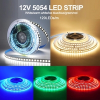 5054 bande de LED 12V 120LEDs/m IP20 étanche ruban flexible lampe avec connecteur DC blanc chaud blanc froid bleu