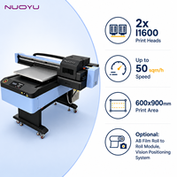 Printer UV Flatbed Otomatis Baru 600x900mm Dual Head I1600 50sqm/jam CMYK Putih Varnish CE RoHS AB Film R2R 6090