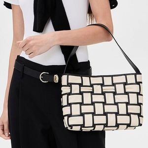 Women's Lady Vintage Autumn/Winter Summer Custom Border Woven <b>Mini</b> Tote Single Shoulder Fashion <b>Canvas</b> Handbag Button Closure - Product Image 1