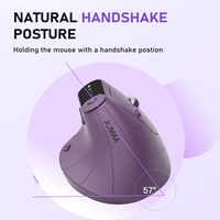 Souris ergonomique verticale rechargeable pour droitiers, multi-appareils, sans fil BT 2.4G avec bouton de réglage des fonctions pour PC/tablette