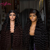 Perruque en cheveux humains naturels bouclés birmans, avec dentelle frontale complète, 40 pouces, ondulations profondes lâches, frontale HD, longue, pour femmes noires
