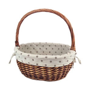 Factory direct selling hand woven picnic basket linen storage basket elliptical rattan storage basket