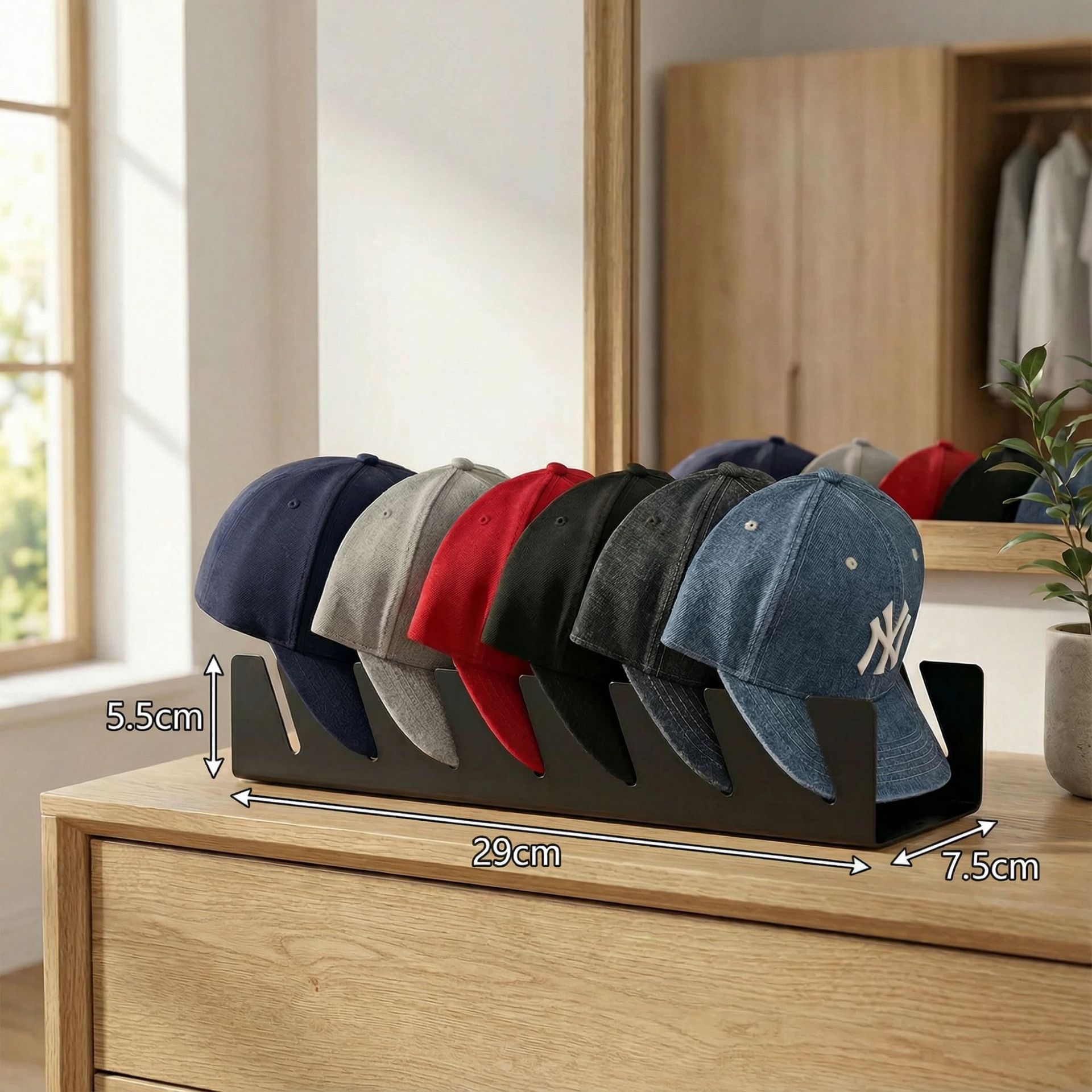 Black carbon steel hat rack [one unit]