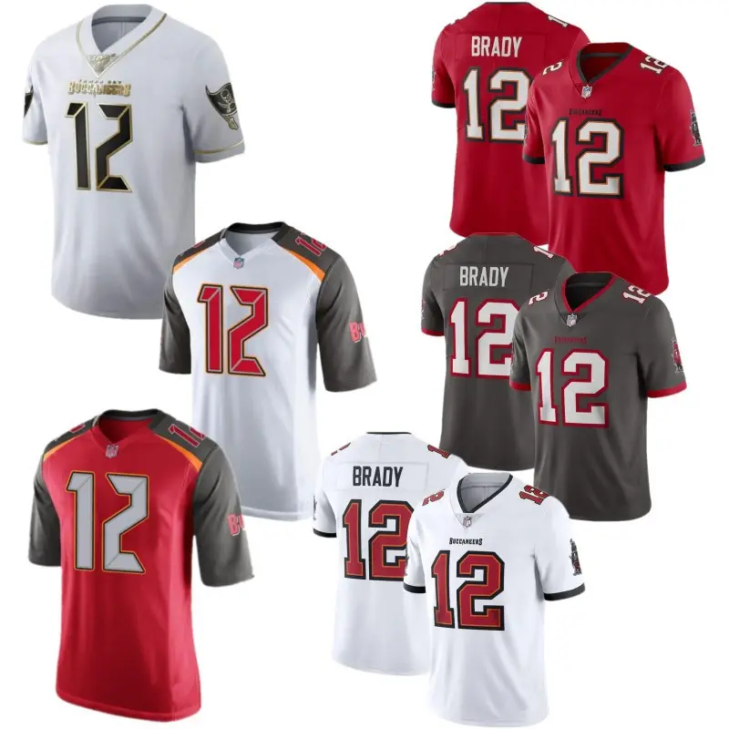 Stok Tersedia Kaus Sepak Bola Amerika #12 Tom Brady