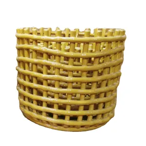 排水篮水果碗面包服务器白陶编织篮陶瓷编织篮水果篮