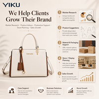 Sac fourre-tout structuré en cuir grainé YIKU Golden Hardware pour femme avec accent pompon, sac à main de créateur personnalisable avec logo