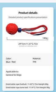 Jouet à mâcher interactif pour chien de taille moyenne à grande Corde à nœud en coton agressif avec motif en os Jouet à dents en caoutchouc TPR pour animaux de compagnie - Product Image 3