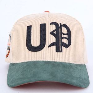 Casquette de baseball snapback en velours côtelé à 5 panneaux avec logo personnalisé de haute qualité, broderie 3D, design sportif unisexe - Product Image 4