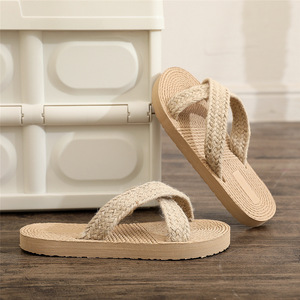 Sandali Sole da viaggio in <span class=keywords><strong>paglia</strong></span> da <span class=keywords><strong>donna</strong></span> con plateau infradito da <span class=keywords><strong>donna</strong></span> stile etnico <span class=keywords><strong>di</strong></span> tendenza coreana da spiaggia per pantofole - Product Image 2