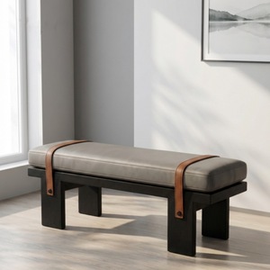 Modern Upholstered Wooden Stool <b>Bench</b> <b>Seat</b> Ottoman for Bedroom Living Room Hotel Entry - Product Image 4